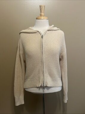 Kut from the Kloth Cream Zip Hoodie Sweater